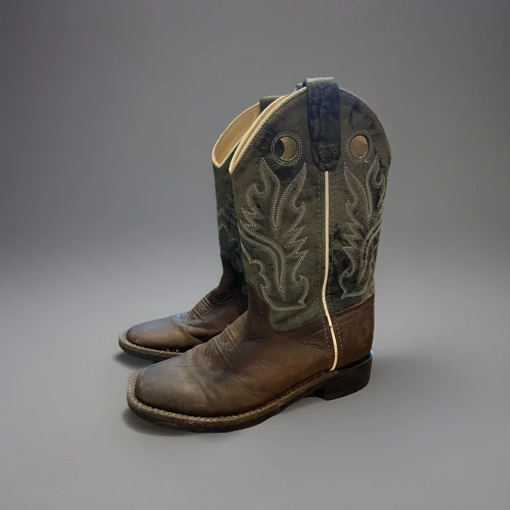 Old West Teal‎ Unisex Western Cowboy Boots Size 020 BSC1884